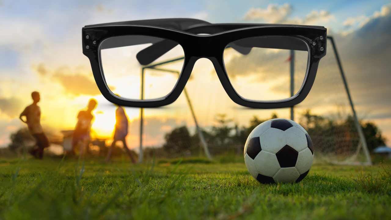 a beautiful football ground and spectacles
